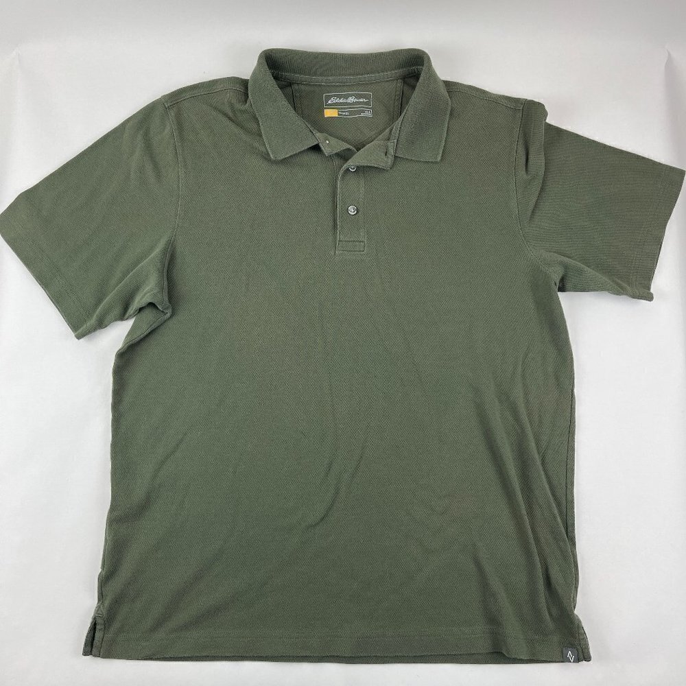 Eddie Bauer Polo Mens Large Gren Short Sleeve Travex